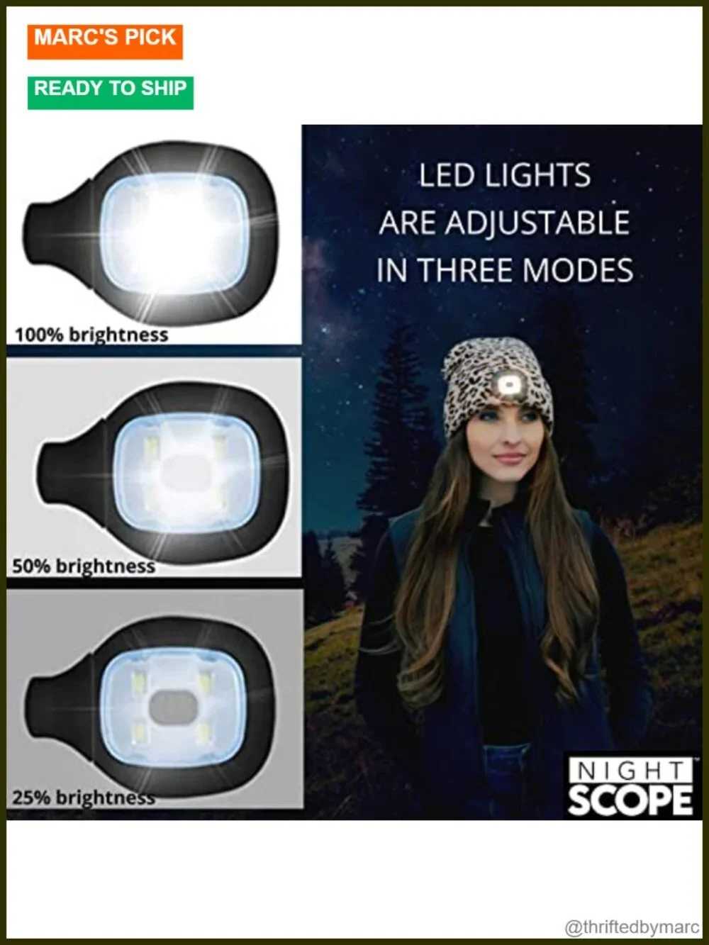 Rechargeable LED Warm Knit Beanie Headlamp Hat for Outdoor Activities